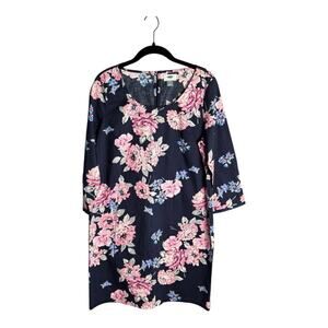 Old Navy Blue and Pink Floral Cotton Sheath Dress Size Medium